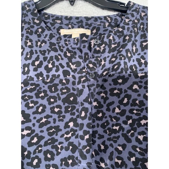 Banana Republic Dress Black Animal Print Dress Long‎ Sleeve Knee Length Size 0 - Picture 5 of 9